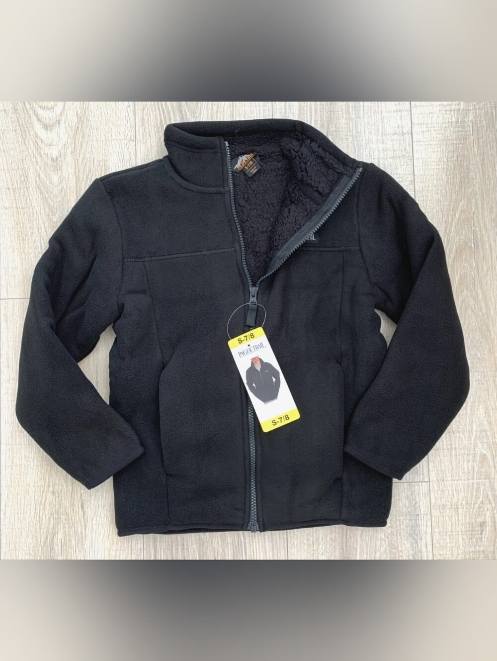 New!! Pacific Trail Boy’s Kids Zipper Black Fleece Warm Fall Size Small 7/8 Nwt!